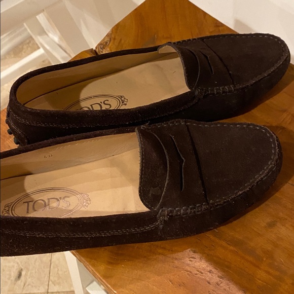 Tod's Dark Brown Suede women’s Gommino sz 9.5 loafers - Picture 5 of 7